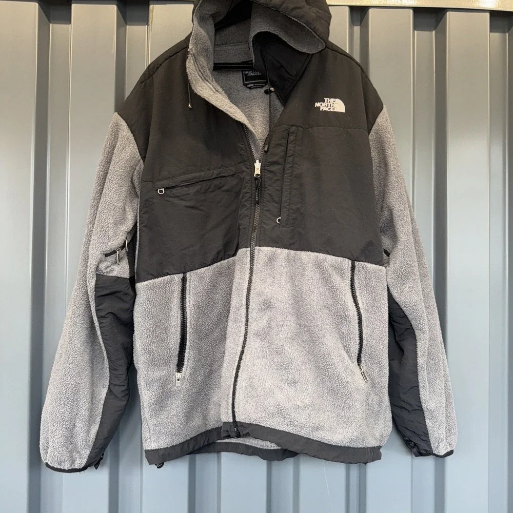 The North Face Jacket Mens X Large Denali Grey Black Polartec Full Zip W Hood